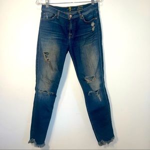 7 For All Mankind Distressed Ankle Skinny Jeans